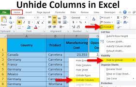 How To Unhide Columns In Excel